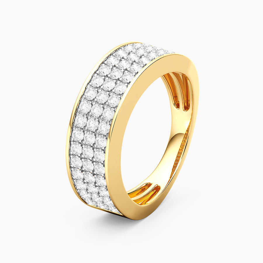 Lab-Grown  Bezel Bold Triple Row Ring