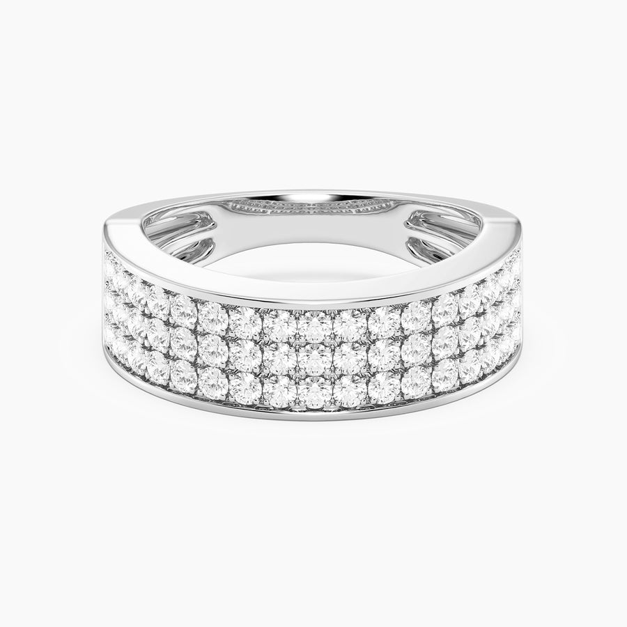 Lab-Grown  Bezel Bold Triple Row Ring