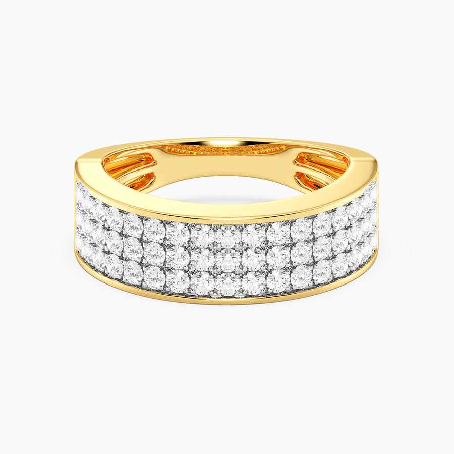 Lab-Grown  Bezel Bold Triple Row Ring