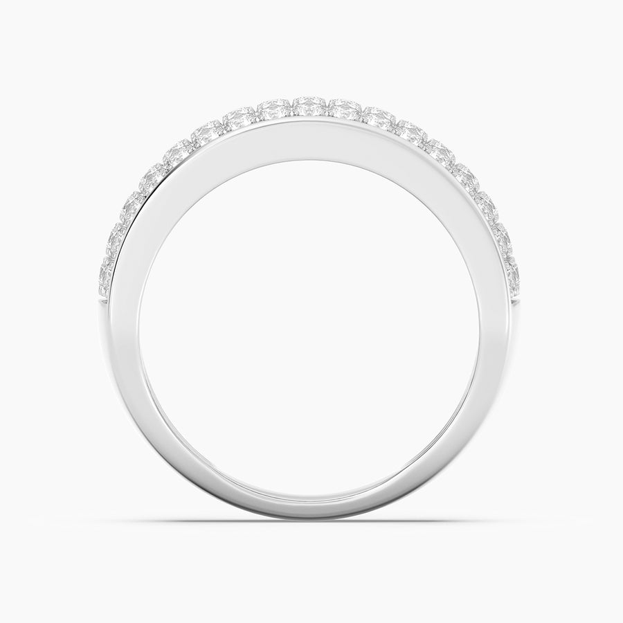 Lab-Grown Bezel Triple Row Ring