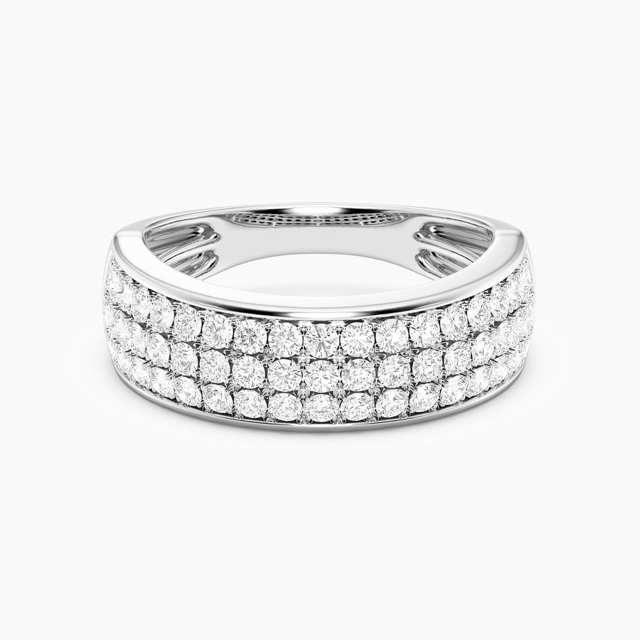Lab-Grown Bezel Triple Row Ring