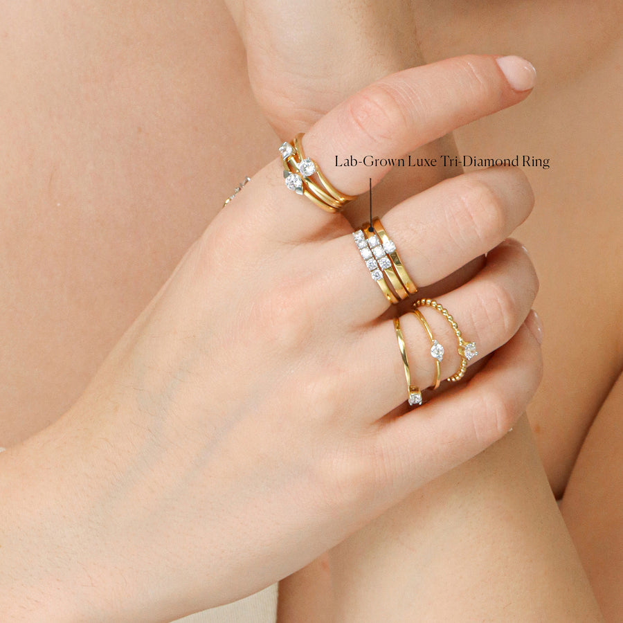 Lab-Grown Luxe Tri-Diamond Ring