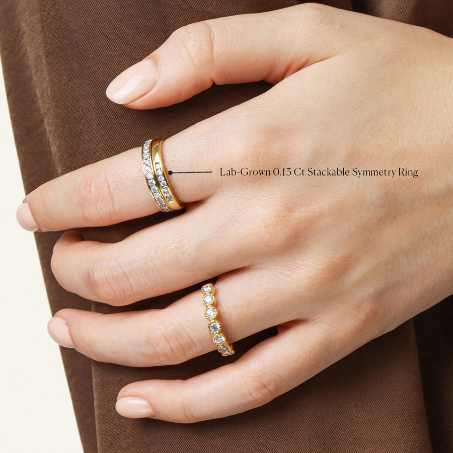 Lab-Grown  0.13  Ct Stackable Symmetry Ring