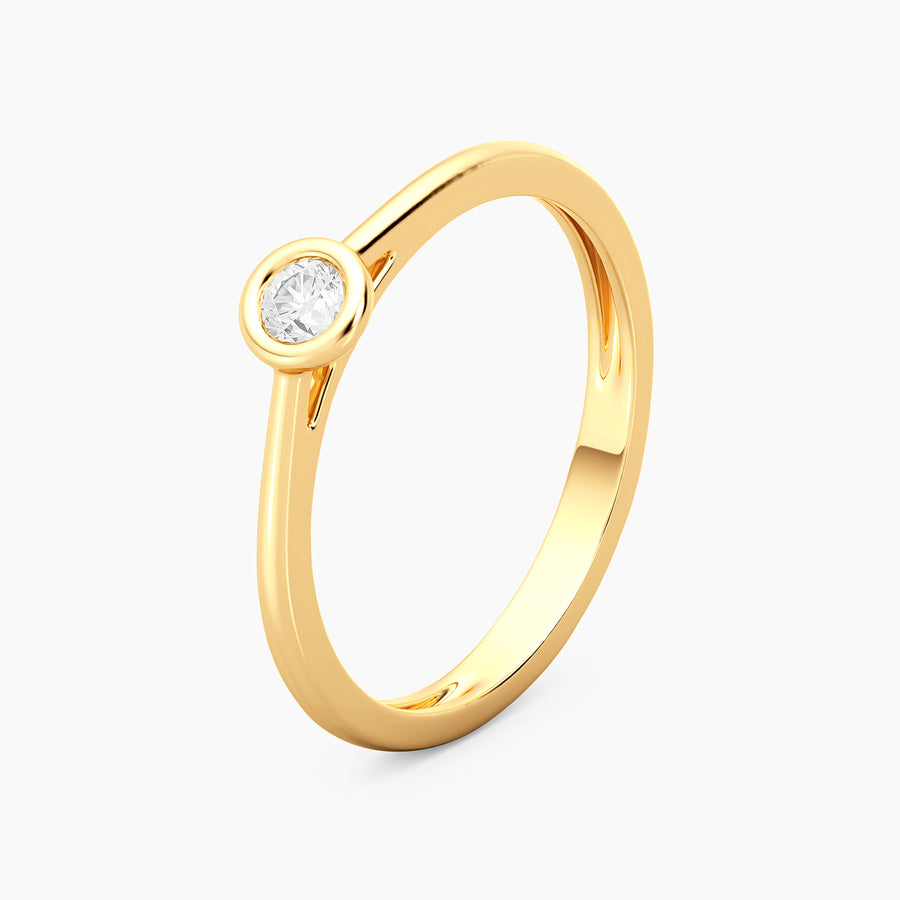 Lab-Grown 0.13 Ct Gold Solitaire Bezel Set Ring