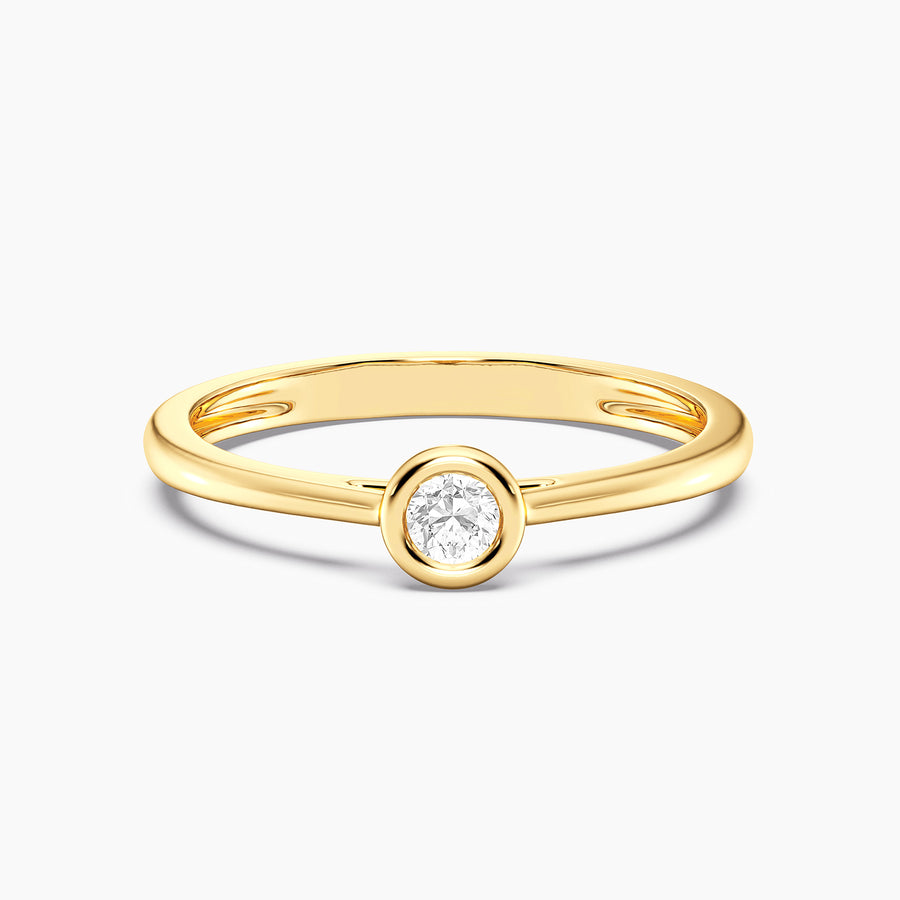 Lab-Grown 0.13 Ct Gold Solitaire Bezel Set Ring