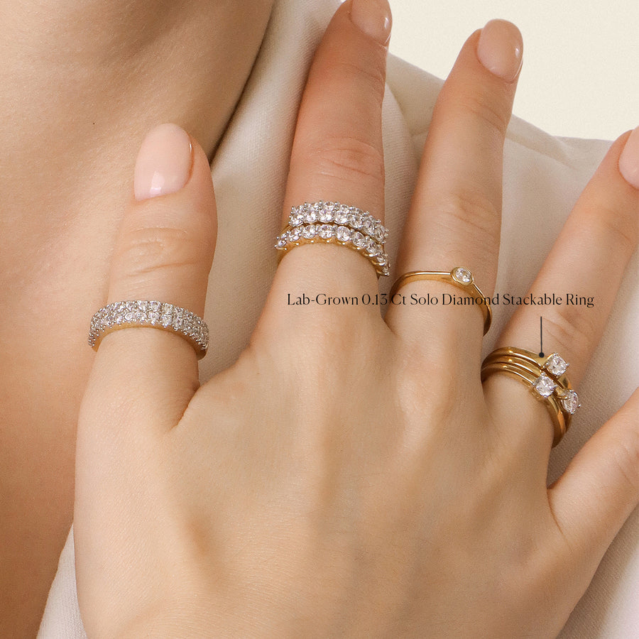 Lab-Grown 0.13 Ct Solo Diamond Stackable Ring