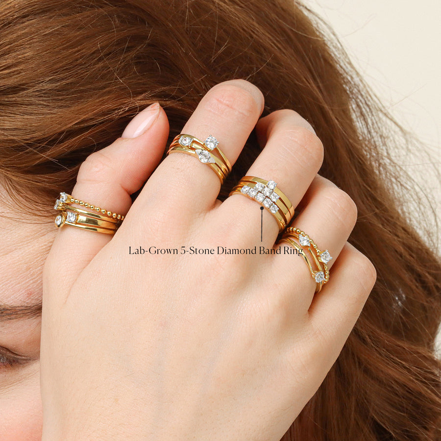 Lab-Grown  5-Stone Diamond Band Ring