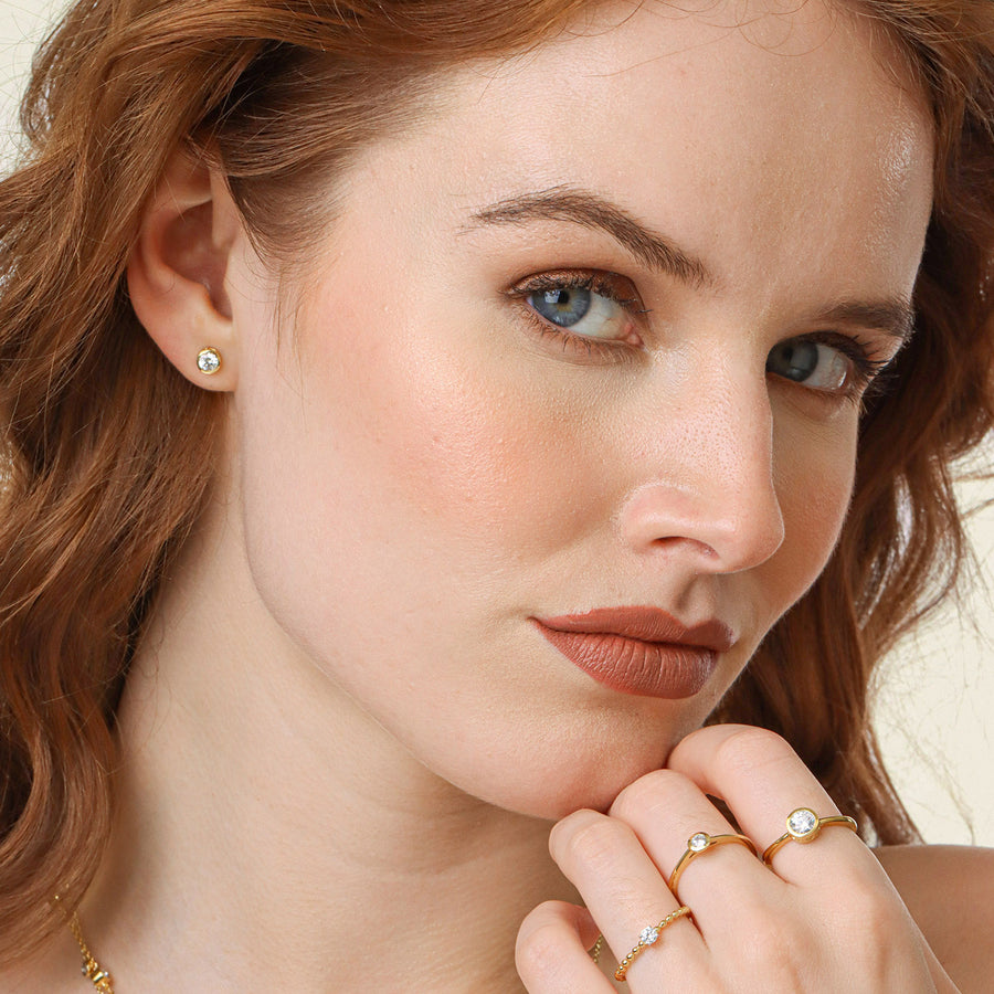 Lab-Grown 0.50 Ct Signature Bezel Stud Earrings