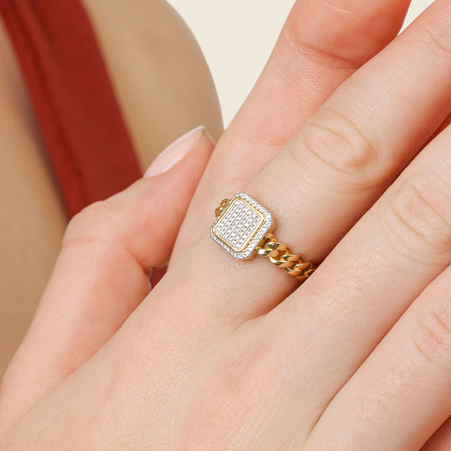 Lab-Grown Balance Curb Statement Ring