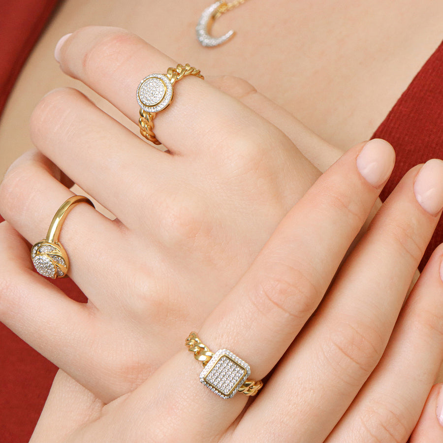 Lab-Grown Halo Curb Statement Ring