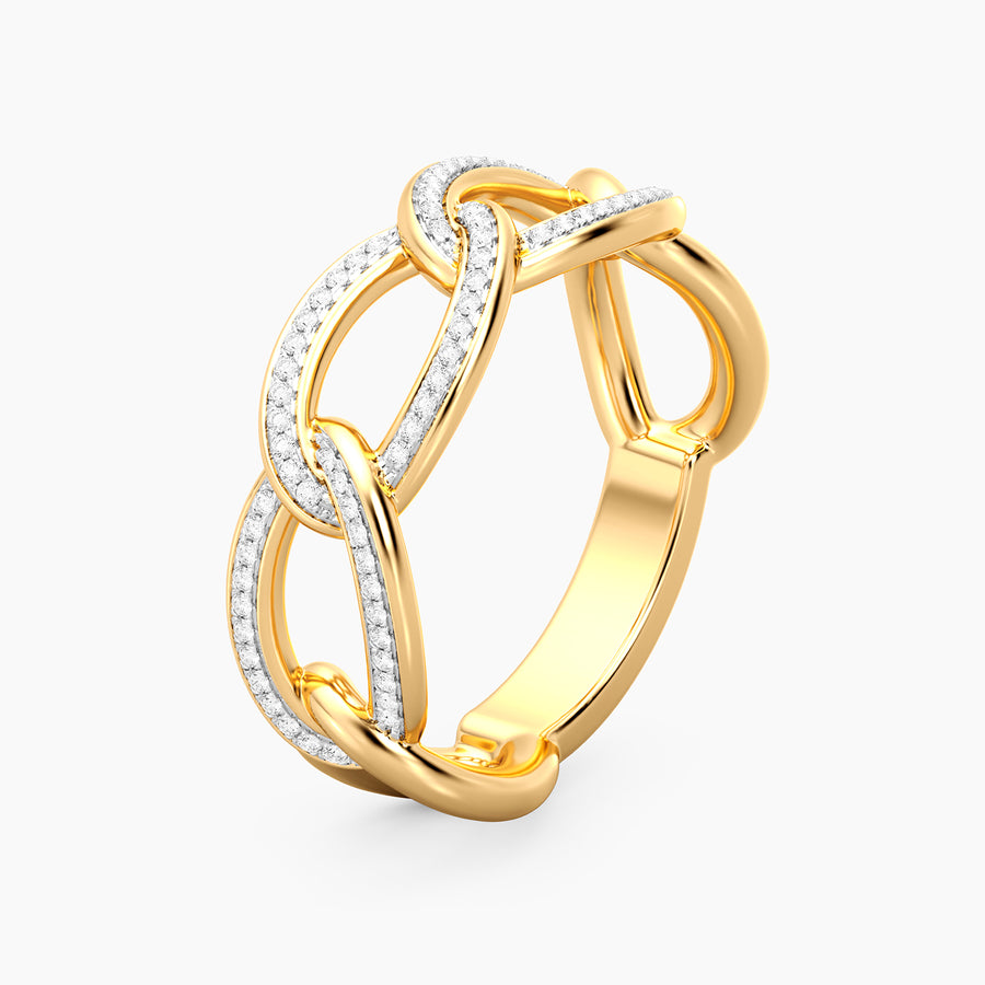Lab-Grown Triple Link Statement Ring