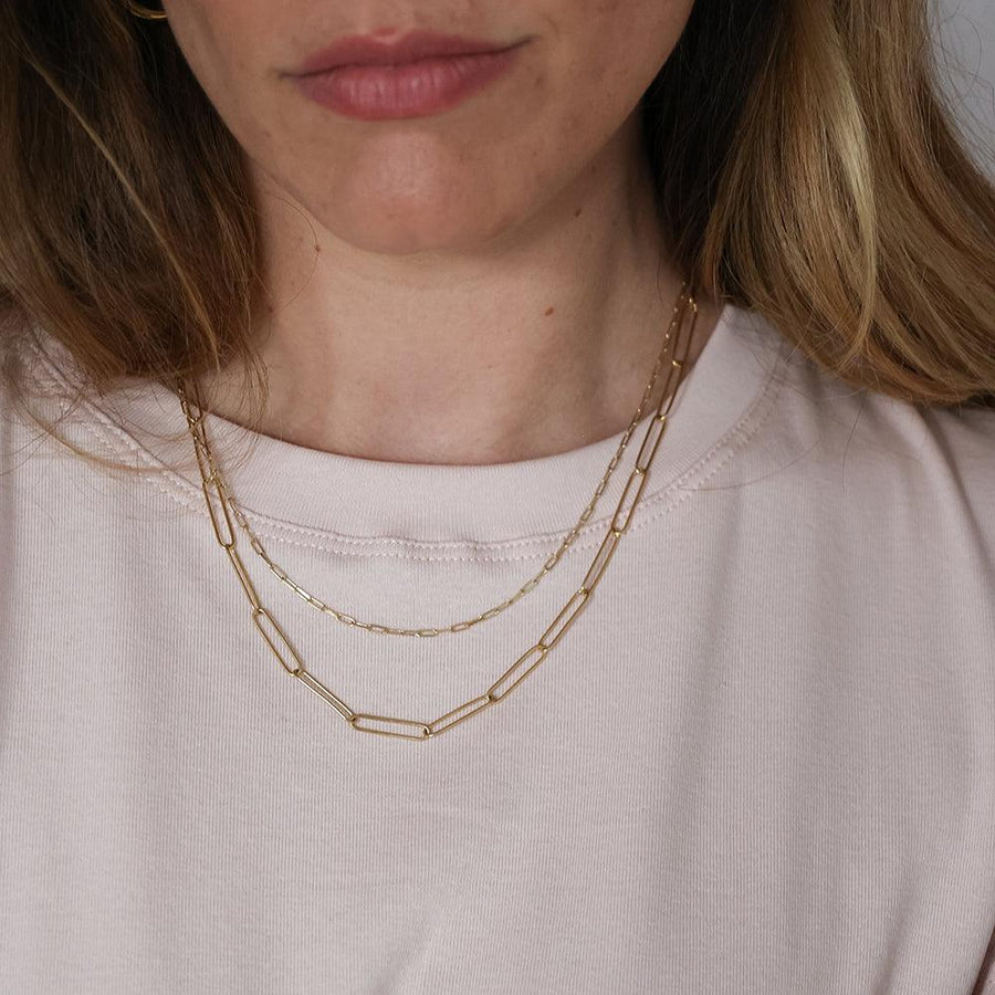 gold paperclip chain necklace -