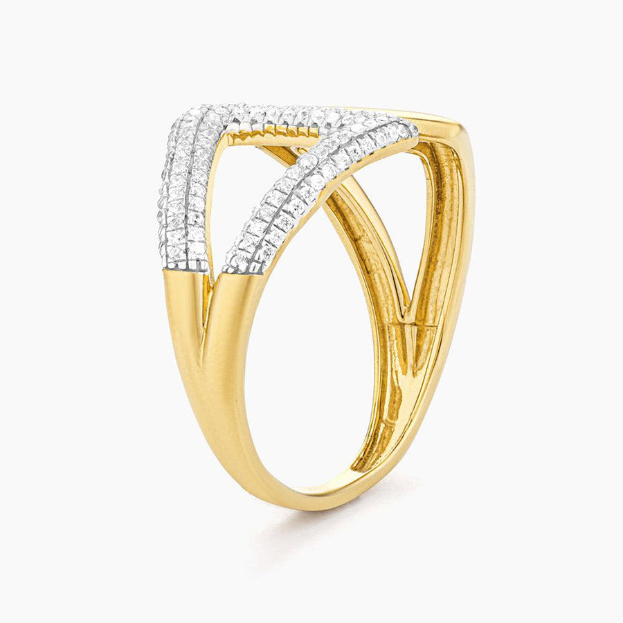 14KT Gold Ring For Women In Free Flow Design With Diamonds