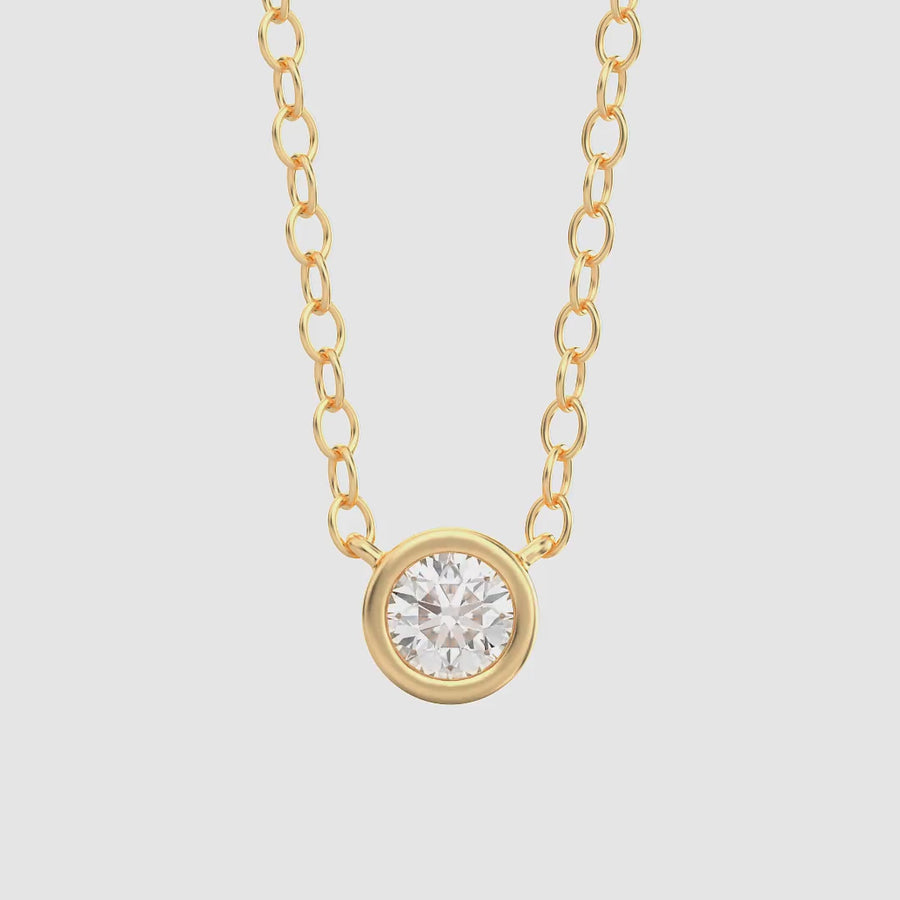 Lab-Grown 0.20 Ct Signature Bezel Pendant Necklace