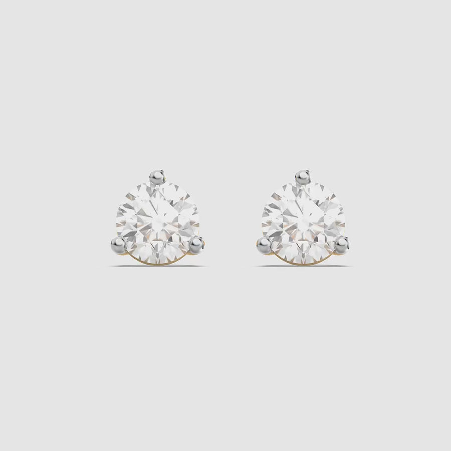 Lab-Grown 0.50 Ct Three Prong Stud Earrings