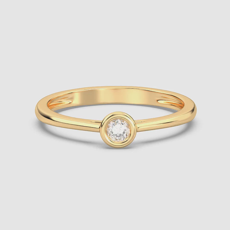 Lab-Grown 0.13 Ct Gold Solitaire Bezel Set Ring