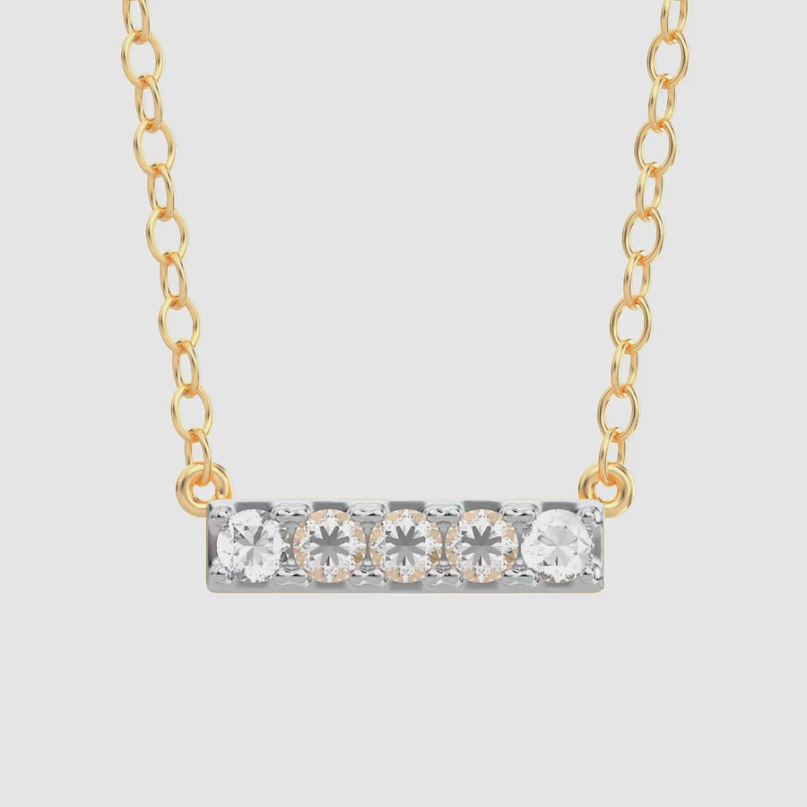 Lab-Grown 0.2 Ct Five Diamond Bar Pendant Necklace