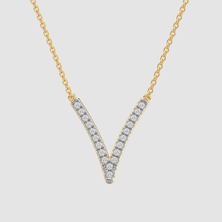 Lab-Grown Pave V Pendant Necklace