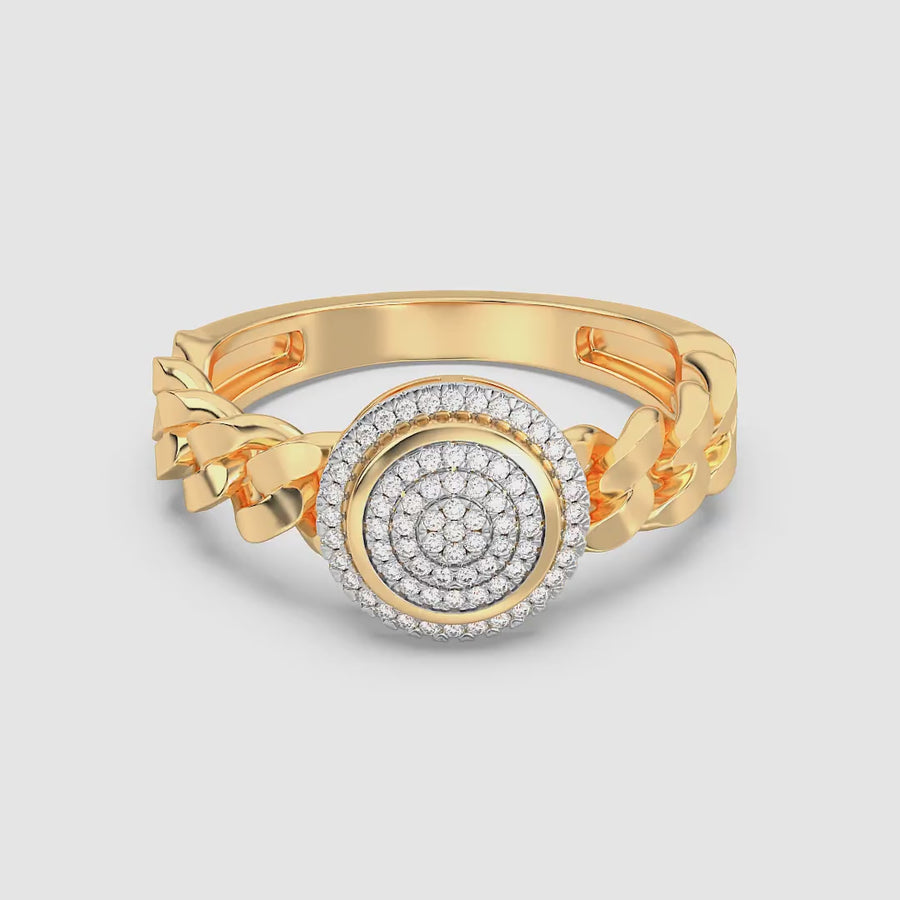 Lab-Grown Halo Curb Statement Ring