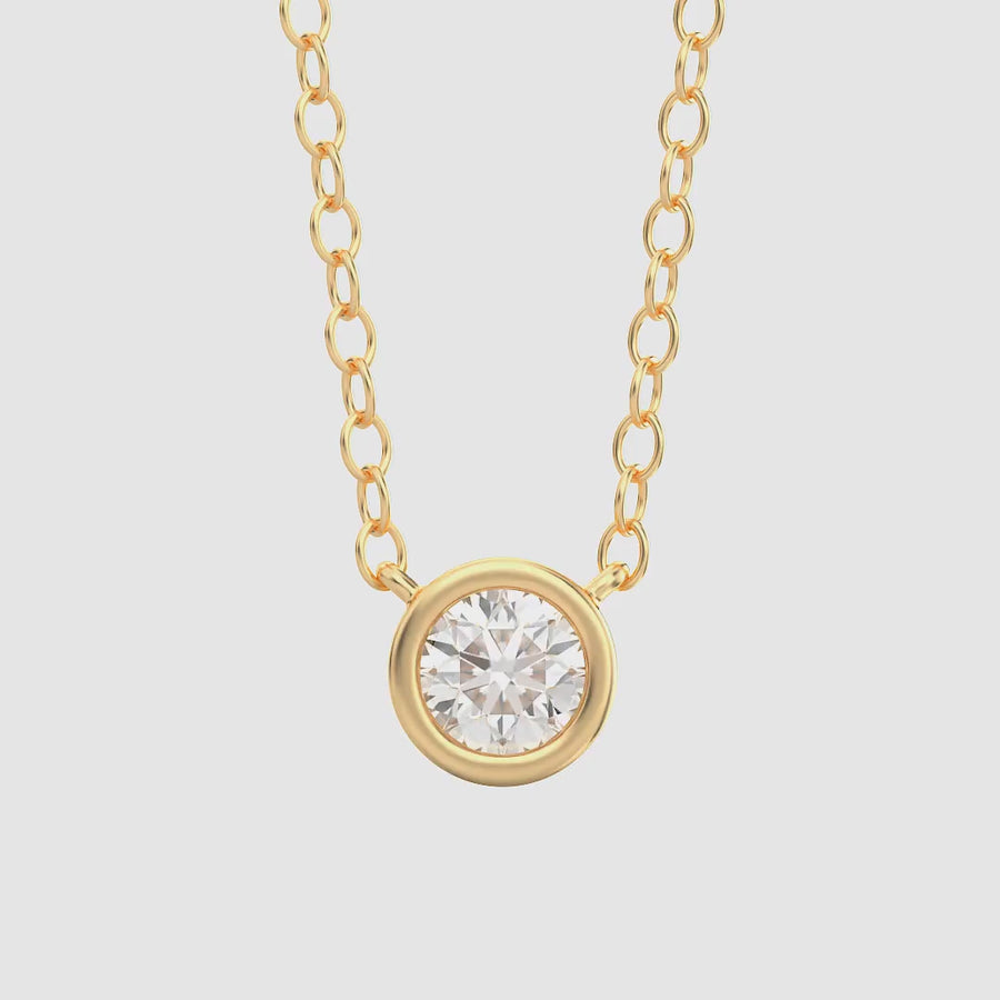 Lab-Grown 0.33 Ct Signature Bezel Pendant Necklace