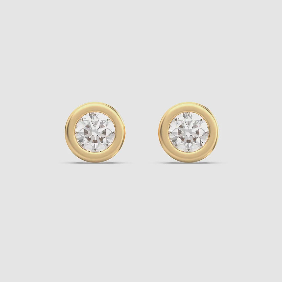 Lab-Grown 0.50 Ct Bezel Stud Earrings