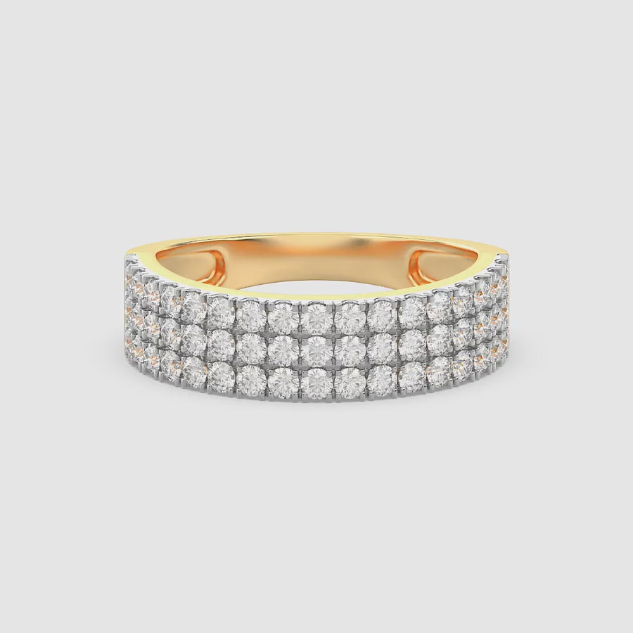 Lab-Grown Pave Triple Row Ring