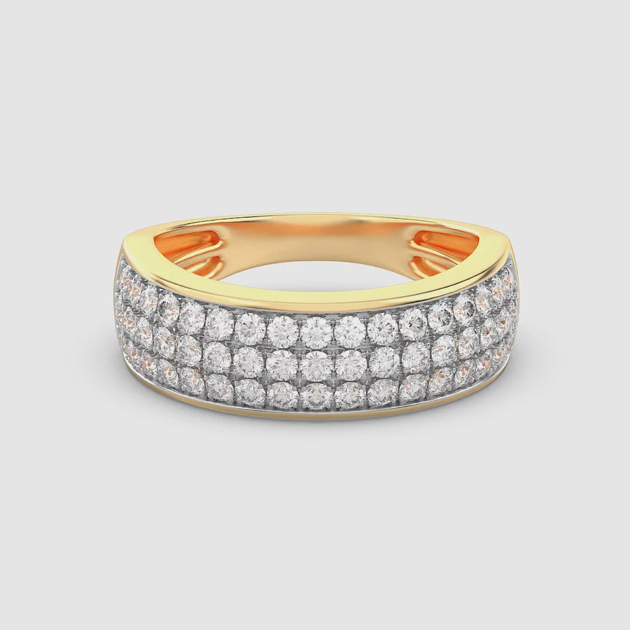 Lab-Grown Bezel Triple Row Ring