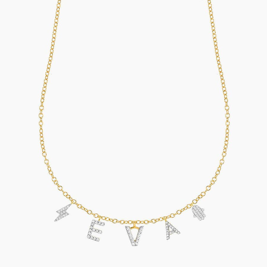 Buy Customised Name + Charms Necklace | Made with Real Diamonds | Affordable Diamond Alphabet Necklaces 8 / Gold