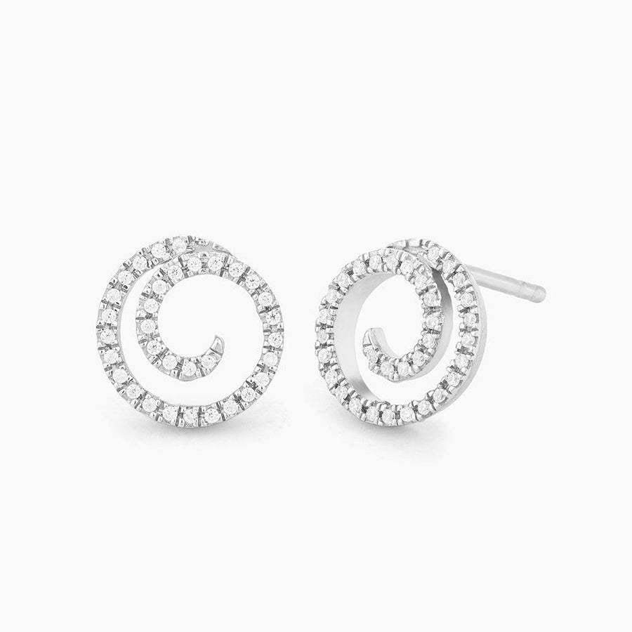 White Gold Round Black Diamond Earring